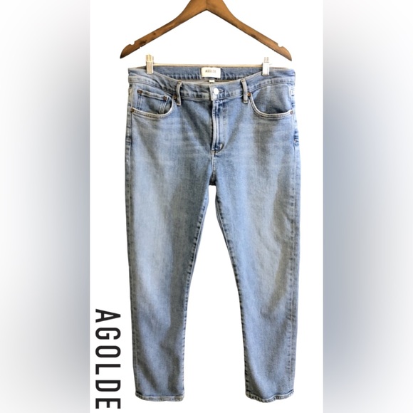 *SOLD* Agolde Toni Mid Rise Straight Size 31 Light Wash - Picture 2 of 5